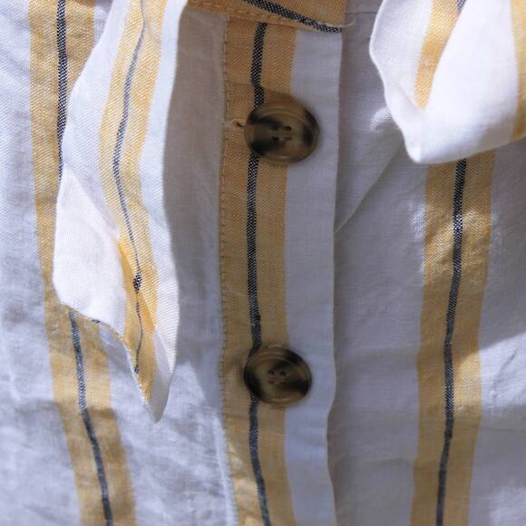 Cynthia Rowley Women's Midi Skirt Linen Yellow White Striped Print Size S - Picture 11 of 15